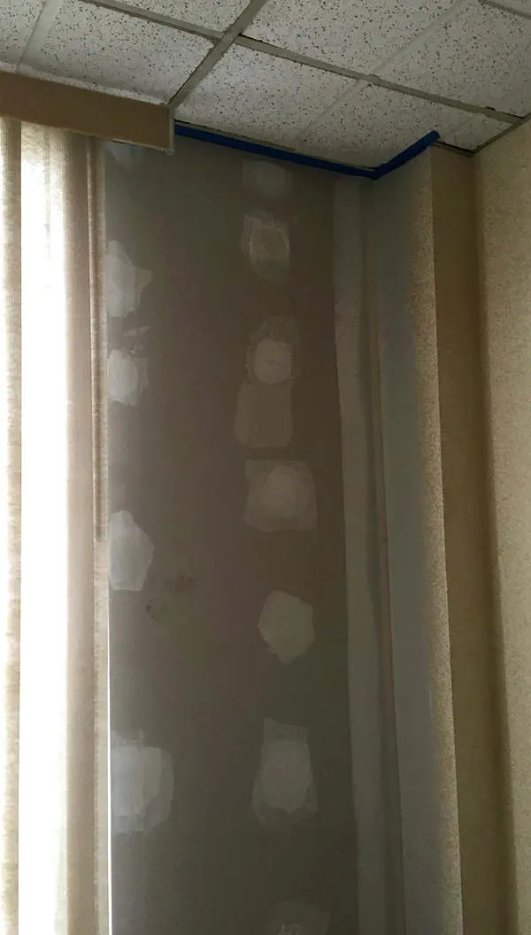 Masked edge and patched return before painting