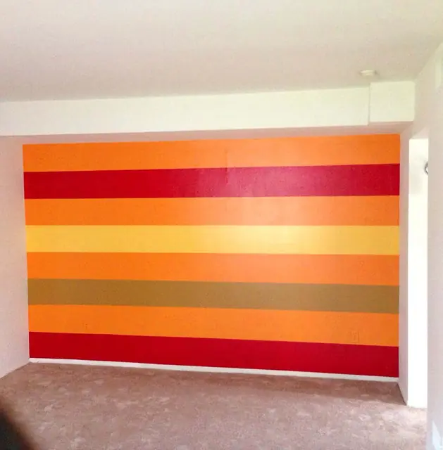 Custom stripe wall — Finished feature wall, full elevation