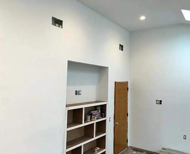 Prime and finish on open volume — Walls and ceiling coated